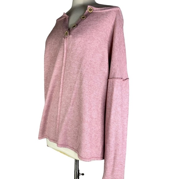 BiBi Dusty Rose 4 Button Henley Women’s Long Sleeve New Without Tags Size L/XL - Picture 8 of 10